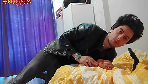 Showering and cum in her ass