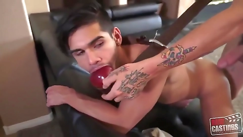 Sexy brunette and her step son's friend