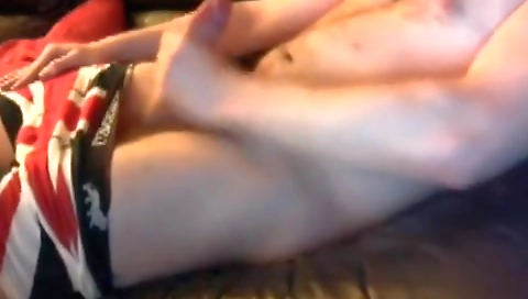 Blonde babe with huge tits fucks her pussy