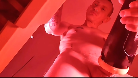 Hotest pornstar from a lit jerks off and cum