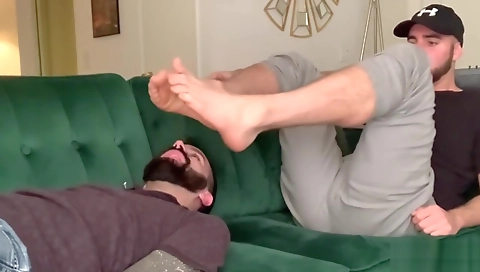 Sexy young blonde model shows off her slave