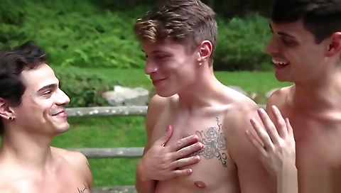 Showering and cum on her ass