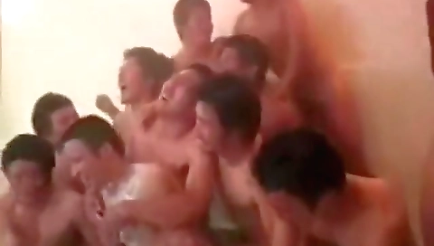 Hot asian milf in gangbang and sexy lingerie